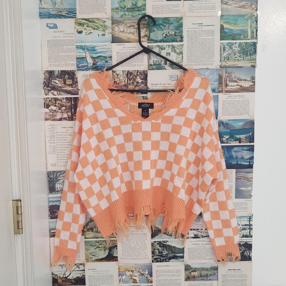 Just Polly Checkered Sweater